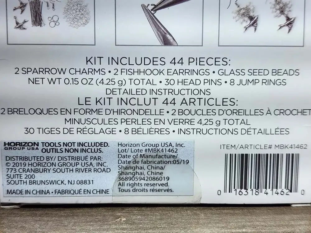 Free As A Bird DIY Mini Kit Earring Making Set Horizon Group USA